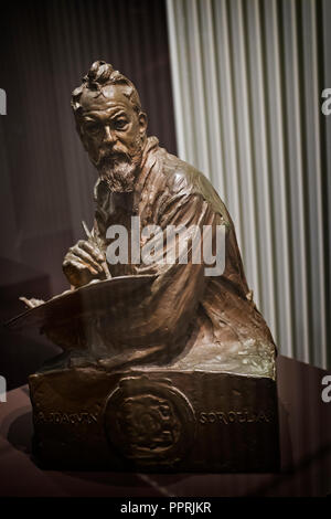 Busto dell'artista spagnolo Joaquín Sorolla y Bastida, 1863-1923 da scultore spagnolo Mariano Benlliure Gil 1862-1947, esposte nel Museo de Malaga. Ma Foto Stock