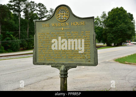 Il Warren House Jonesboro, Georgia. Utilizzato come ospedale militare durante la guerra civile. Foto Stock