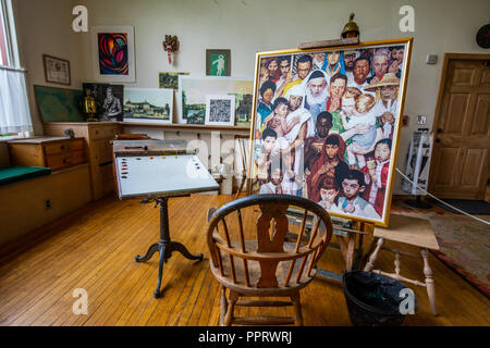 Norman Rockwell's studio, Norman Rockwell Museum, Stockbridge, Berkshire County, Massachusetts, STATI UNITI D'AMERICA Foto Stock