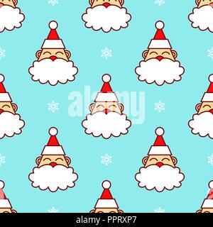 Santa Claus in testa la neve perfetta pattern. Questo modello di cute è buona per il regalo di Natale si avvolge, sfondi, canestri, & altri a tema natalizio disegni Illustrazione Vettoriale