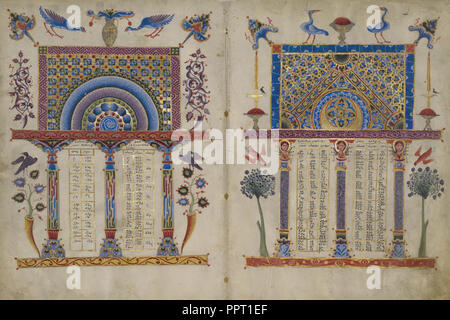 Canon tabelle dall'Zeyt'onu vangeli, folio 2 e 7 Foto Stock