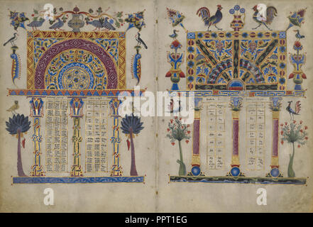 Canon tabelle dall'Zeyt'onu vangeli, folio 3 e 6 Foto Stock