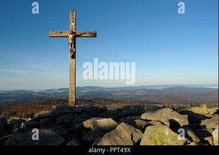 Vertice dell'Lusen, ottobre, Lusen, Parco Nazionale della Foresta Bavarese, Germania Foto Stock