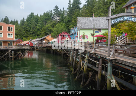 Centro storico di Creek Street, Ketchikan, Alaska, STATI UNITI D'AMERICA, Foto Stock