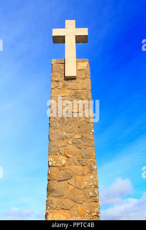 Cabo da Roca, Portogallo, monumento dichiarando Cabo da Roca come il punto più occidentale dell Europa continentale Foto Stock