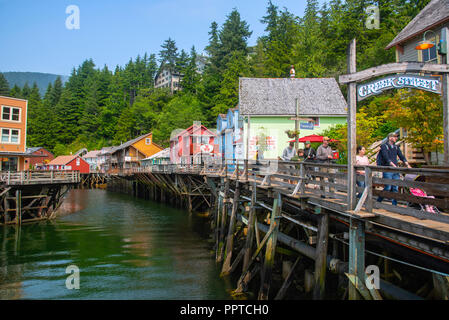 Centro storico di Creek Street, Ketchikan, Alaska, STATI UNITI D'AMERICA, Foto Stock