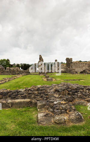 Rovine del monastero Cisterian Sawley Abbey, nel villaggio di sawley, Lancashire, Regno Unito Foto Stock