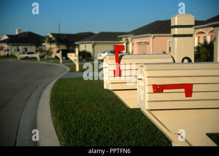 Caselle di posta in Suburban Neighborhood, Sarasota, Florida, USA Foto Stock