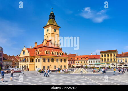 Brasov Piazza del Consiglio, Brasov, Transilvania, Romania Foto Stock