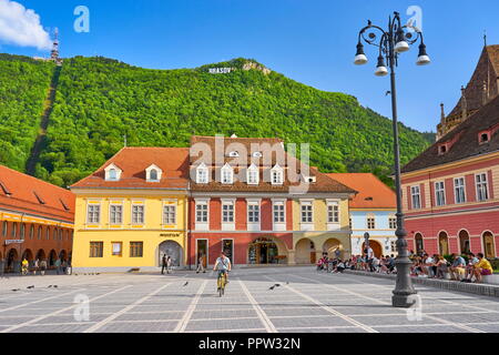Piata Sfatului, Brasov, Transilvania, Romania Foto Stock