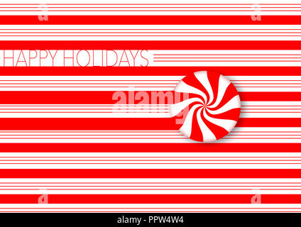 Candy Striped design con swirling rosso e bianco menta peperita dura caramella illustra il tema delle vacanze di Natale. Immagine di sfondo. Foto Stock