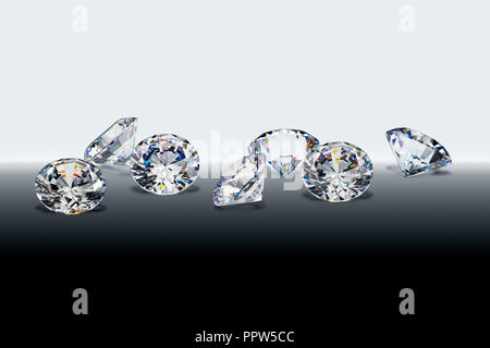 Brillante taglio rotondo diamanti Pietre preziose Gem Foto Stock