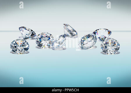 Brillante taglio rotondo diamanti Pietre preziose gemma, Foto Stock