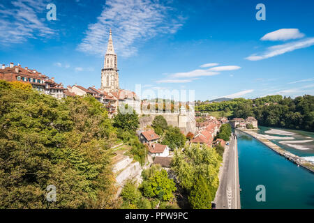 Bern, Svizzera - 16 Settembre 2015: Il Minster terrazza o Munsterplattform è un cimitero che si è trasformato in un aperto plaza. Foto Stock
