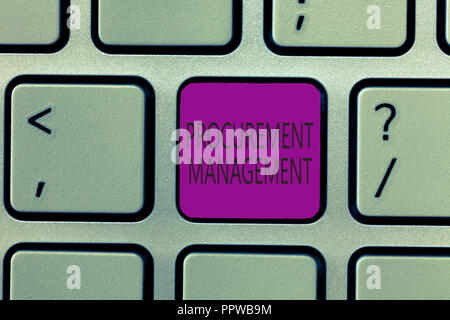 La grafia la scrittura di testo la gestione degli appalti. Concetto significato l'acquisto di beni e servizi provenienti da fonti esterne. Foto Stock