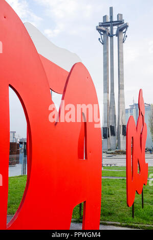 Monumento ai Caduti i lavoratori del cantiere di 1970 e la solidarietà europea centro dedicato alla storia di solidarietà, il Polacco sindacali e civili Foto Stock