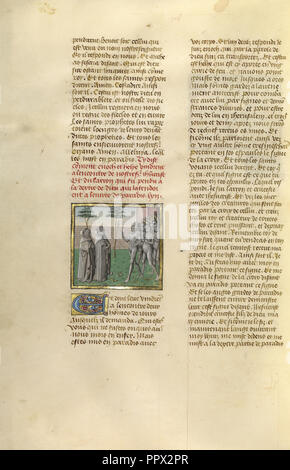 Henoch ed Elia emergenti dall'Inferno; Ghent, Belgio; circa 1475; tempere, foglia oro e oro dipingere su pergamena; foglie Foto Stock