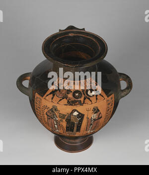 Acqua vaso con Dionysos e Poseidone, attribuita a una più ampia cerchia di Lydos, greco, soffitta, attivo circa 565 - 535 A.C. Atene Foto Stock