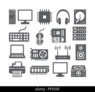 Icone del computer impostata Illustrazione Vettoriale