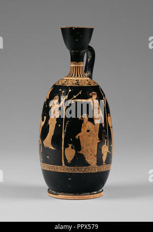 Lekythos Red-Figure; attribuita al circolo di Meidias pittore, greco, soffitta, attivo 420 - 390 A.C., Atene, Grecia; circa 420 Foto Stock