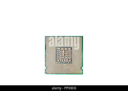 Vecchia CPU socket 775 isolati su sfondo bianco Foto Stock