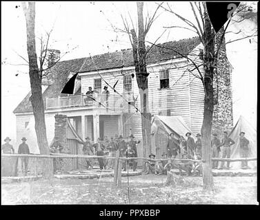 Stazione di Brandy, Va. sede di proiettili di artiglieria ufficiali e quartermaster, 3d Divisione, Cavalry Corps Foto Stock