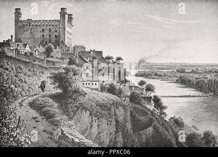 Il castello di Bratislava, mid-1800s. Foto Stock