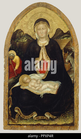 Natività; Gentile da Fabriano, italiano, circa 1370 - 1427, circa 1420 - 1422; tempera e foglia oro su pannello; 72,4 × 42,6 cm Foto Stock