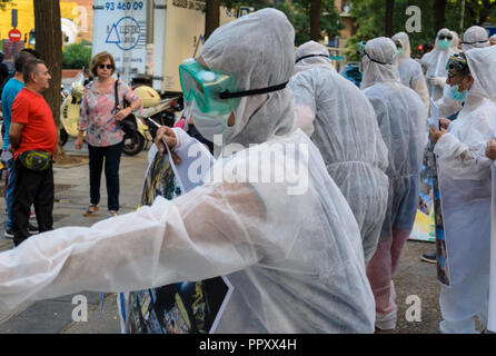 Madrid, Spagna. Il 28 settembre 2018. Rally contro giallo nodo della Catalogna indipendenza, il 28 settembre 2018 via San Bernardo, Madrid, Spagna. Enrique Davó/Alamy Live News Foto Stock