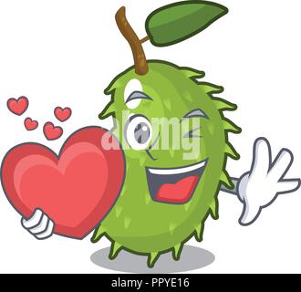 Con cuore dolce frutta soursop in cartoon cucina Illustrazione Vettoriale