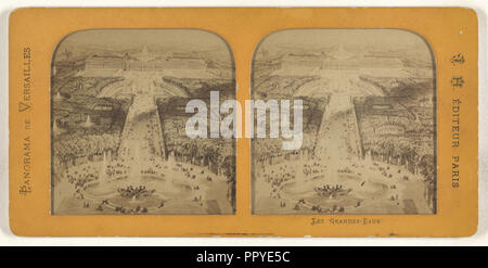 Panorama de Versailles. Les Grandes-Eaux; J. H., Francese, attivo 1870 - 1880, 1860s; colorate a mano albume silver stampa Foto Stock