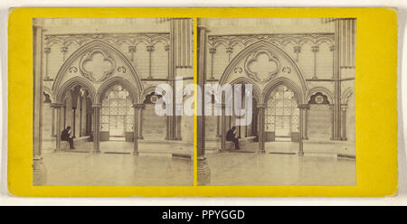 La Cattedrale di Salisbury - Ingresso alla casa del Capitolo; British; circa 1860; albume silver stampa Foto Stock