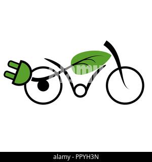 Ecologia icona con un elelctric bike, e-mobility, illustrazione vettoriale Illustrazione Vettoriale