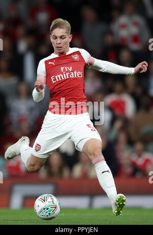 Dell'Arsenal Emile Smith-Rowe durante il Carabao Cup, terzo round corrispondono all'Emirates Stadium di Londra. Foto Stock