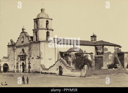 La missione di San Luis Rey de Francia; Carleton Watkins, americano, 1829 - 1916, 1880; albume silver stampa Foto Stock