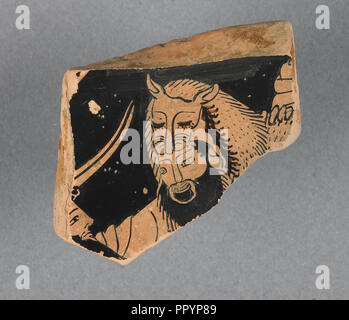 Attico Kylix Red-Figure frammento; attribuita al Pittore Triptolemos, greco, soffitta, attivo circa 490 - 470 A.C. Atene Foto Stock