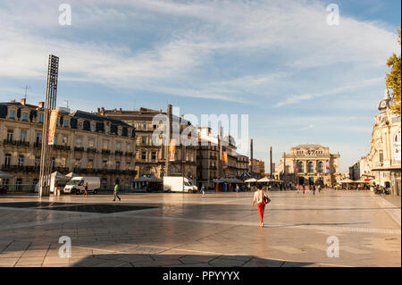 La Place de la Comédie è il tradizionale luogo di incontro di Montpellier, Francia meridionale Foto Stock