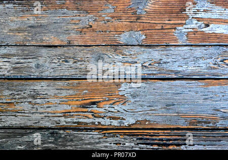 Weathered texture di legno o tavole di legno. Scorrere verso il basso lo sfondo di legno con copia spazio tabella ruvida consistenza. Foto Stock