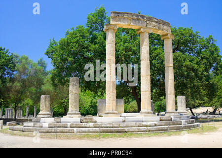 OLIMPIA, Grecia - 13 giugno 2014: Edificio rimane all antica Olimpia sito archeologico in Grecia Foto Stock