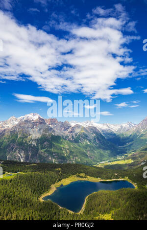 Lago Palu e il Monte Disgrazia visto dal di sopra, il Monte Roggione, Valmalenco, Valtellina, Lombardia, Italia, Europa Foto Stock