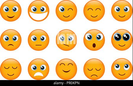 Set di emojis giallo Illustrazione Vettoriale