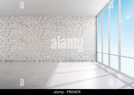 3d interni sala vuota con un grande telaio della finestra Foto Stock