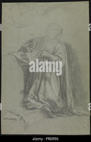 La Vergine Annunciata; Francisco Bayeu y Subias, Spagnolo, 1734 - 1795, Spagna; circa 1769; gesso nero con tocchi di bianco Foto Stock