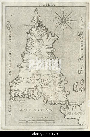 Mappa della Sicilia, Sicilia et magna Graecia, siue, Historiae vrbium et populorum Graeciae ex antiquis nomismatibus liber primus Foto Stock