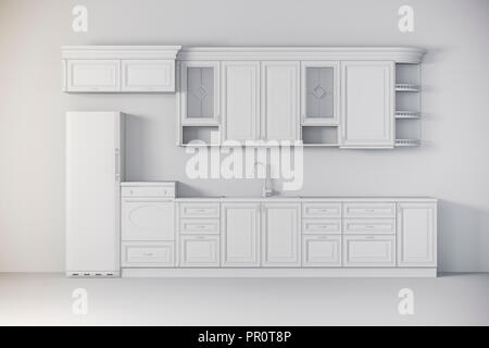 3D render di bella cucina classica interno Foto Stock