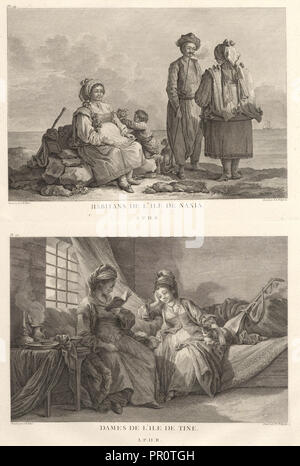 Pl. 25: Dames de L'Ile de Tine, Pl. 24: Habitans de L'Ile Naxia, Pl. 25: Dames de L'Ile de Tine, viaggio pittoresco de la Grece Foto Stock