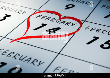 3d il giorno di San Valentino del calendario, concetto Foto Stock