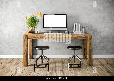 3D render di moderna impostazione sul posto di lavoro Foto Stock