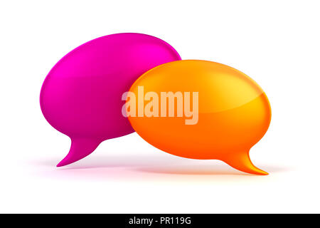 3d bolle colorate talk su sfondo bianco Foto Stock