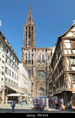 La cattedrale di Strasburgo Notre Dame, Sito Patrimonio Mondiale dell'UNESCO, Strasburgo, Alsazia, Francia, Europa Foto Stock